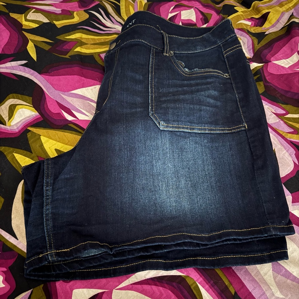 Dark Wash Denim Shorts - Classic Pocket Front